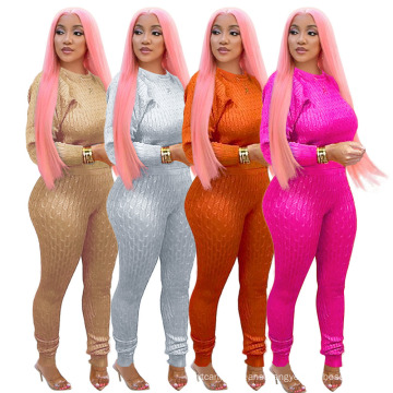 Women Casual Fashionable Sweatsuit Long Sleeve Two Piece Sweater Sets